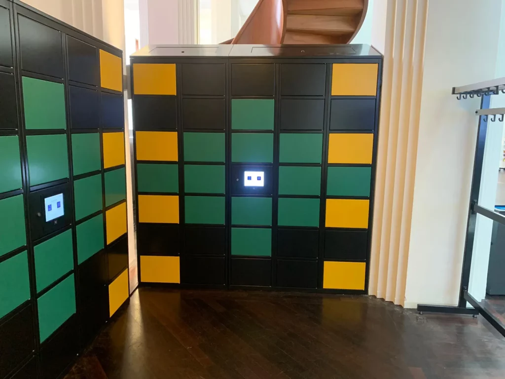Smart lockers at an event